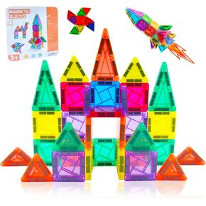 Mini Magnetic Tiles, Travel Toddler Toys Set, 36PCS Magnetic Building Blocks, Portable STEM Kids Toys for 3-8 Years Old Boys Girls Birthday, Montessori Preschool Learning Sensory Toys in Saudi Arabia