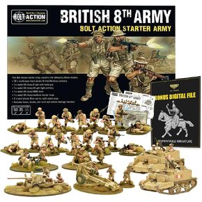 تم تسليم ألعاب الحرب - منمنمات عمل بولت من ألعاب لورد، مجموعة بداية الجيش البريطاني الثامن مع تنزيل STL مصغر إضافي - رجال الجيش البلاستيكي بمقياس 28 مم من الحرب العالمية الثانية لألعاب الحرب in Kuwait