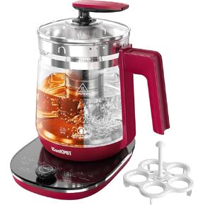 Electric Kettle 1.5L Borosilicate Glass, 1200W Temperature Control Tea Kettle with Auto Shut-Off & Boil-Dry Protection, BPA-Free Stainless Steel Base, Fast Boil for Coffee & Keep Warm, White in Kuwait