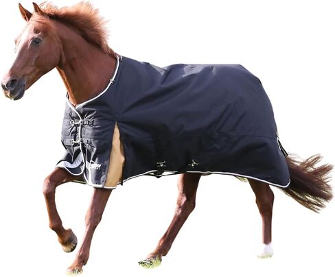 بطانية حصان ذات رقبة قياسية من Shires Highlander Plus 200 جرام - سجادة مقاومة للماء 200 جرام، ملاءة حصان شتوية متينة قابلة للتنفس للطقس البارد in Kuwait