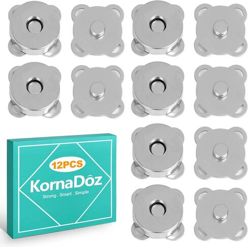 KornaDoz 12 زوجًا من الأزرار المغناطيسية غير القابلة للخياطة، وإغلاق معدني آمن للمحافظ، وحقائب اليد، والملابس، والحرف اليدوية in Kuwait