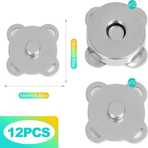 KornaDoz 12 زوجًا من الأزرار المغناطيسية غير القابلة للخياطة، وإغلاق معدني آمن للمحافظ، وحقائب اليد، والملابس، والحرف اليدوية in Kuwait