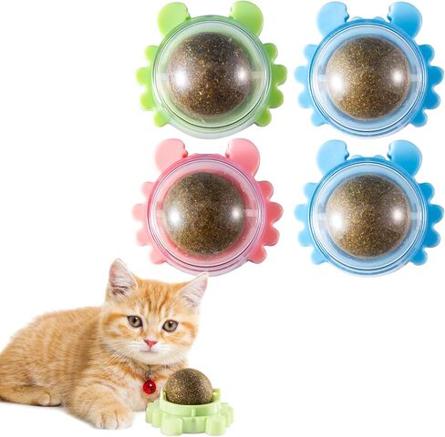 4-Pack Catnip Balls for Cats Wall Catnip Rollerball Wall Cat Nips Organic Ball Can Relieves Stress and Promotes Exercise in Saudi Arabia