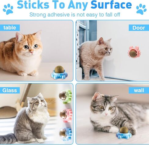 4-Pack Catnip Balls for Cats Wall Catnip Rollerball Wall Cat Nips Organic Ball Can Relieves Stress and Promotes Exercise in Saudi Arabia
