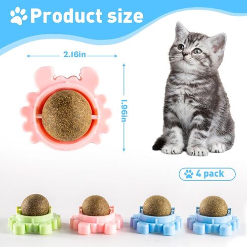 4-Pack Catnip Balls for Cats Wall Catnip Rollerball Wall Cat Nips Organic Ball Can Relieves Stress and Promotes Exercise in Saudi Arabia