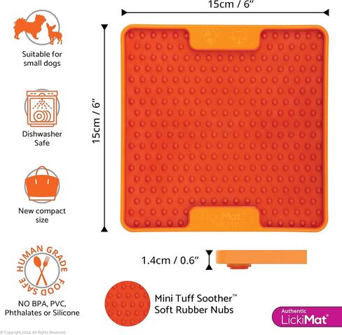 LickiMat TUFF Mini Modern Feeding Mat for Dogs – Durable Slow Feeder, Chew-Resistant Lick Pad for Anxiety Relief & Enrichment (Orange, Soother) in Saudi Arabia