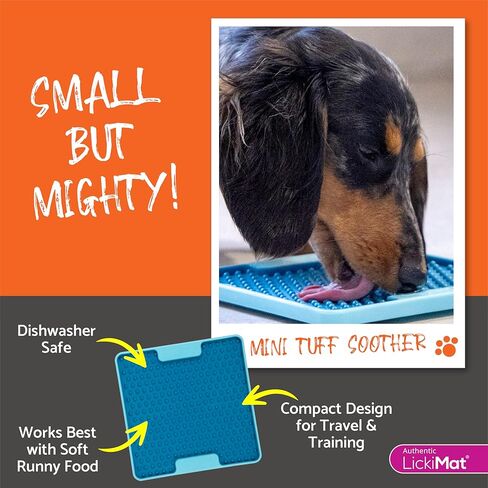 LickiMat TUFF Mini Modern Feeding Mat for Dogs – Durable Slow Feeder, Chew-Resistant Lick Pad for Anxiety Relief & Enrichment (Orange, Soother) in Saudi Arabia