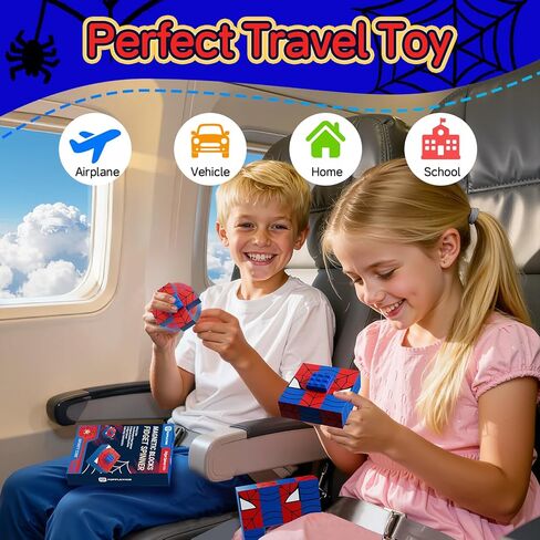 2 Pcs Spider Magnetic Fidget Spinner with 8 Blocks Toys, Spider Party Favors, Magnetic Building Cubes, STEM Sensory Stress Relief, Valentines Day Birthday Gifts for Kids 3-8 -14, Classroom Prize in Saudi Arabia