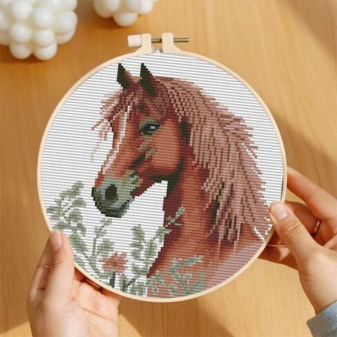 Generic الحصان المائية مختومة عبر الابره مجموعات للمبتدئين سهلة مع هوب 11CT التطريز بالإبرة DIY عد عبر الابره مجموعات الفن الحرفية جدار ديكور 35x35 سم in Kuwait