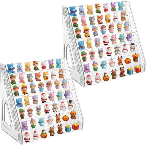 2 PCS Clear Acrylic Display Case for Collectibles 7 Layer Mini Action Storage Organizer Figure Display Case Box Tiered Minifigure Display Cabinet Figurine Display Shelf Fit for Funko Pop Mini Toys in Saudi Arabia