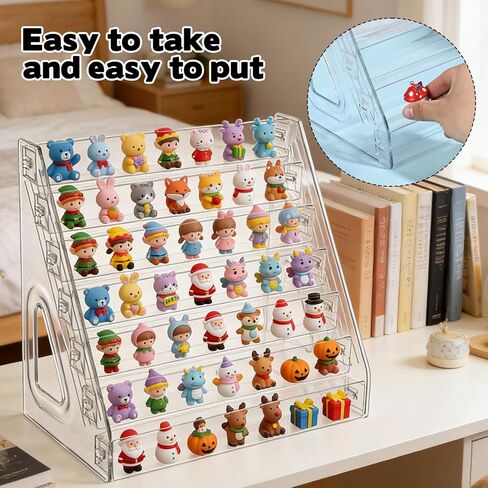 2 PCS Clear Acrylic Display Case for Collectibles 7 Layer Mini Action Storage Organizer Figure Display Case Box Tiered Minifigure Display Cabinet Figurine Display Shelf Fit for Funko Pop Mini Toys in Saudi Arabia