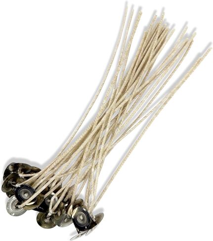 25 عبوة | جيس ماي إيكو 6 فتائل شموع | فتائل قطنية مشمعة مسبقًا ومُغطاة مسبقًا مقاس 8 بوصات | نصف قطر الحرق المتوسط ​​| DIY لمستلزمات صنع الشموع | أفضل فتيل لحاويات شمع الصويا وجوز الهند in Kuwait