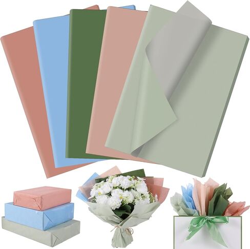 120 Sheets Morandi Series Gift Tissue Paper for Gift Bags, 20 x 14 Inch Sage Green Dark Green Cinnamon Light Blue Wrapping Paper for Birthday Wedding Baby Shower Art Crafts Christmas Party Supplies in Saudi Arabia