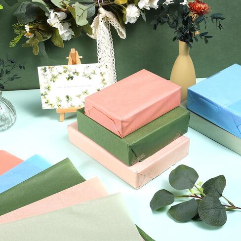 120 Sheets Morandi Series Gift Tissue Paper for Gift Bags, 20 x 14 Inch Sage Green Dark Green Cinnamon Light Blue Wrapping Paper for Birthday Wedding Baby Shower Art Crafts Christmas Party Supplies in Saudi Arabia
