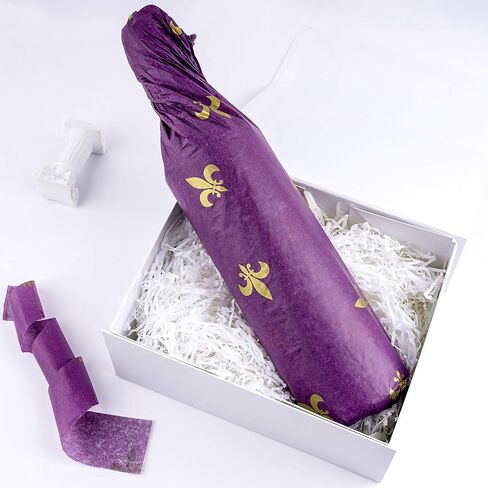 مناديل تغليف الكرنفال من WRAPAHOLIC - 25 ورقة - مناديل ورقية أرجوانية فلور دي ليز لديكورات حفلات ماردي جراس، والحرف اليدوية - 19.7 × 27.5 بوصة in Kuwait