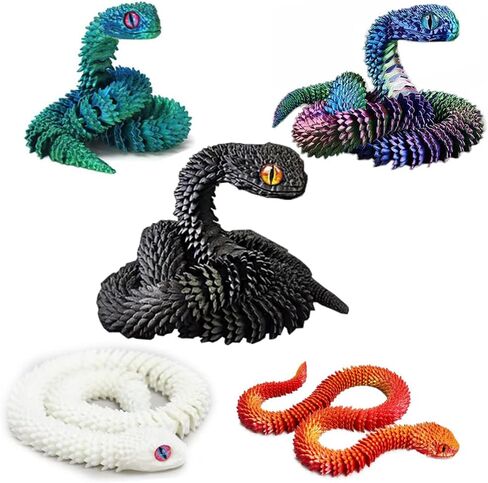 5PCS 3D Printed Snake, 12in 3D Printed Animals, Flexible Articulated Snake, Articulated Snake,Home Decor Stuff,Party Favors in Saudi Arabia