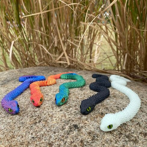 5PCS 3D Printed Snake, 12in 3D Printed Animals, Flexible Articulated Snake, Articulated Snake,Home Decor Stuff,Party Favors in Saudi Arabia