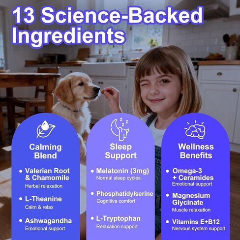 Melatonin for Dogs, 90 Chews Calming Treats for Small and Large Dogs with Valerian Root & L-Theanine for Sleep Aid & Emotional Support, Calming Treats for Stress Anxiety Relief, Barking in Saudi Arabia
