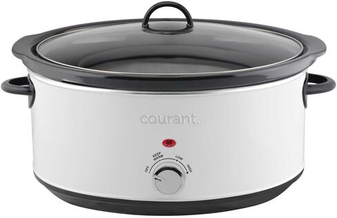 Courant 7-quart slow cooker, Manual, Oval Ceramic pot with Nonstick Coating and 3 Adjustable temps, Dishwasher Safe, Versatile Cookware for Large Families (white) in Saudi Arabia