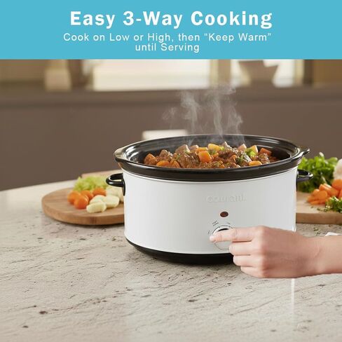 Courant 7-quart slow cooker, Manual, Oval Ceramic pot with Nonstick Coating and 3 Adjustable temps, Dishwasher Safe, Versatile Cookware for Large Families (white) in Saudi Arabia