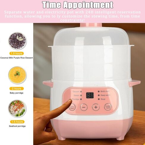 Electric Stew Pot Appointment Timing Smart Prevent Dry Burning Cooker Ceramic Soup Pot for Home Kitchen Pink 1L Electric Stew Pot in Saudi Arabia