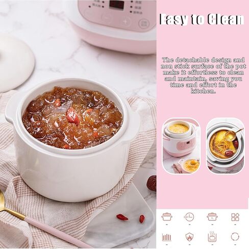 Electric Stew Pot Appointment Timing Smart Prevent Dry Burning Cooker Ceramic Soup Pot for Home Kitchen Pink 1L Electric Stew Pot in Saudi Arabia