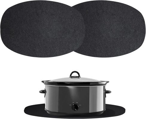2 حزمة من حصيرة مقاومة للحرارة للطباخ البطيء لهاملتون - بيضاوية تناسب وعاء السجادة بشكل أفضل وتوفر المساحة، تصميم على الوجهين (حركة ثابتة وسهلة)، 17.32 × 11.81 بوصة، حماية للسطح in Kuwait