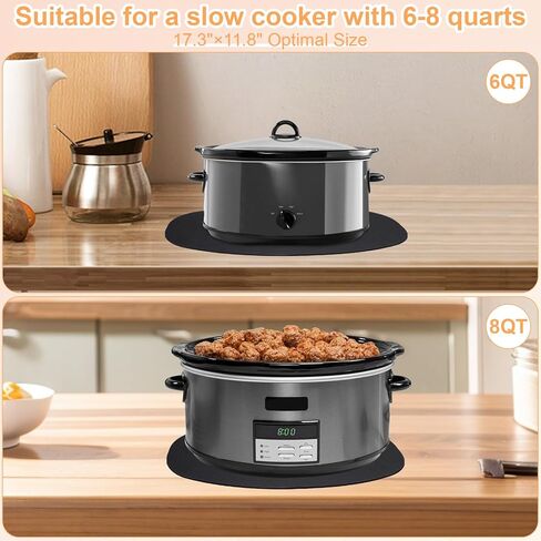 2 حزمة من حصيرة مقاومة للحرارة للطباخ البطيء لهاملتون - بيضاوية تناسب وعاء السجادة بشكل أفضل وتوفر المساحة، تصميم على الوجهين (حركة ثابتة وسهلة)، 17.32 × 11.81 بوصة، حماية للسطح in Kuwait