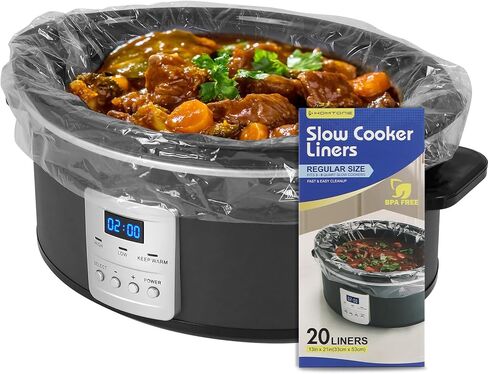 بطانات الطبخ البطيئة من هومتون، 30 كيس طبخ للاستعمال مرة واحدة مقاس 13 × 21 بوصة لأواني الطبخ البطيئة الدائرية والبيضاوية سعة 3-8 لتر، بطانات بلاستيكية خالية من مادة BPA لسهولة التنظيف وإعداد الوجبات بدون فوضى in Kuwait