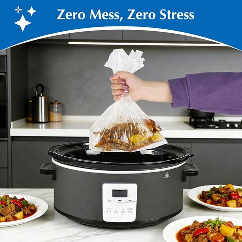 Homtone Slow Cooker Liners, 30 Count Disposable Cooking Bags 13x21 Inch for 3-8 Quart Round & Oval Slow Cooker Pots, BPA Free Plastic Liners for Easy Cleanup Mess-Free Meal Prep in Saudi Arabia