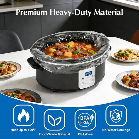Homtone Slow Cooker Liners, 30 Count Disposable Cooking Bags 13x21 Inch for 3-8 Quart Round & Oval Slow Cooker Pots, BPA Free Plastic Liners for Easy Cleanup Mess-Free Meal Prep in Saudi Arabia