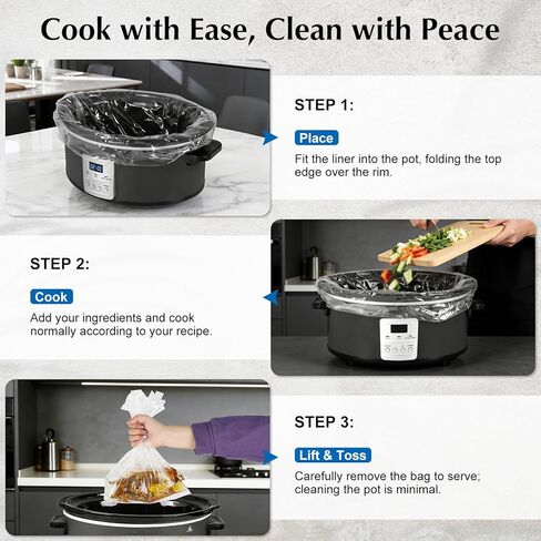 Homtone Slow Cooker Liners, 30 Count Disposable Cooking Bags 13x21 Inch for 3-8 Quart Round & Oval Slow Cooker Pots, BPA Free Plastic Liners for Easy Cleanup Mess-Free Meal Prep in Saudi Arabia