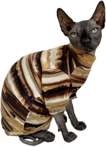 Sphynx Clothes Hairless Cat Shirt Cat Vest Pet Clothes, Round Collar Vest Kitten Shirts, Cats & Small Dogs Apparel (Rust Color, X-Large) in Saudi Arabia