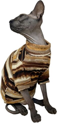 Sphynx Clothes Hairless Cat Shirt Cat Vest Pet Clothes, Round Collar Vest Kitten Shirts, Cats & Small Dogs Apparel (Rust Color, X-Large) in Saudi Arabia