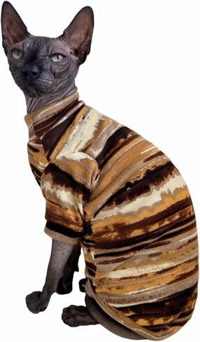 Sphynx Clothes Hairless Cat Shirt Cat Vest Pet Clothes, Round Collar Vest Kitten Shirts, Cats & Small Dogs Apparel (Rust Color, X-Large) in Saudi Arabia