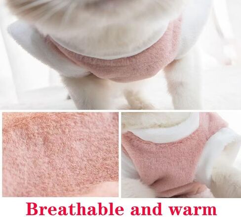1pc Cute Design Pet Hoodie - Winter Warm Fleece Pet Clothes for Cat, M Pink in Saudi Arabia