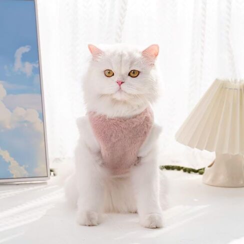 1pc Cute Design Pet Hoodie - Winter Warm Fleece Pet Clothes for Cat, M Pink in Saudi Arabia