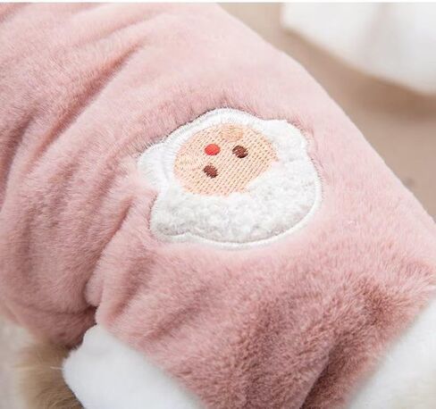 1pc Cute Design Pet Hoodie - Winter Warm Fleece Pet Clothes for Cat, M Pink in Saudi Arabia