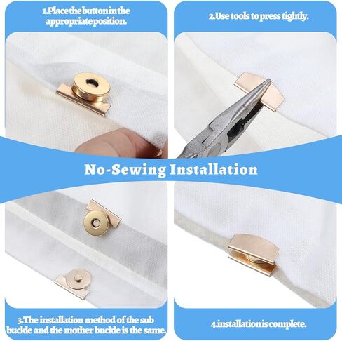 Sibba 12Pairs Snaps for Purses, No-Sew Closures for Purses, Metal Purse Clasp Buttons for Tote Bags Handbag Clothing DIY Craft in Saudi Arabia