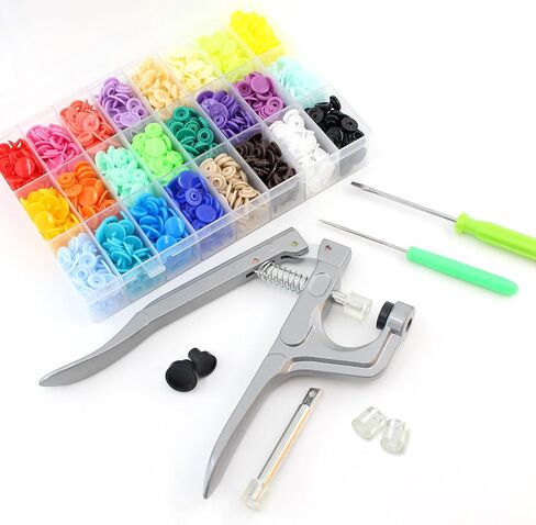 360 Sets T5 Plastic Snap Buttons with Snap Pliers Set 24 Colors Snap Fasteners Buttons Setter Tool Kit for Sewing Crafting Clothes Fabric DIY (with Tools) in Kuwait