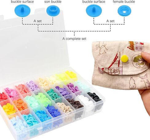360 Sets T5 Plastic Snap Buttons with Snap Pliers Set 24 Colors Snap Fasteners Buttons Setter Tool Kit for Sewing Crafting Clothes Fabric DIY (with Tools) in Kuwait