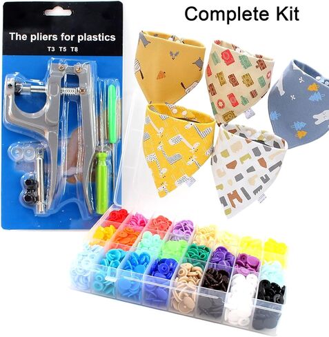 360 Sets T5 Plastic Snap Buttons with Snap Pliers Set 24 Colors Snap Fasteners Buttons Setter Tool Kit for Sewing Crafting Clothes Fabric DIY (with Tools) in Kuwait