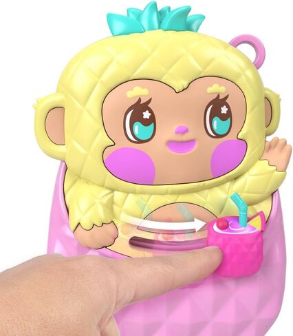 Polly Pocket Dolls and Playset, Pineapple Monkey Compact, Travel Toy with 1 Micro Doll, Pet, Hammock, Fruit Themed Accessories in Saudi Arabia