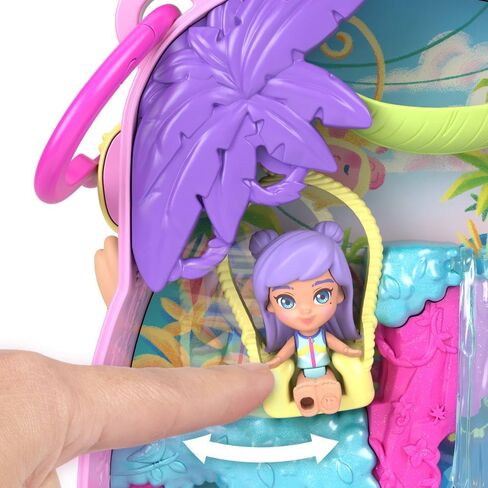 Polly Pocket Dolls and Playset, Pineapple Monkey Compact, Travel Toy with 1 Micro Doll, Pet, Hammock, Fruit Themed Accessories in Saudi Arabia