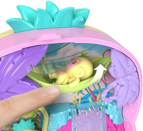 Polly Pocket Dolls and Playset, Pineapple Monkey Compact, Travel Toy with 1 Micro Doll, Pet, Hammock, Fruit Themed Accessories in Saudi Arabia