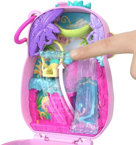 Polly Pocket Dolls and Playset, Pineapple Monkey Compact, Travel Toy with 1 Micro Doll, Pet, Hammock, Fruit Themed Accessories in Saudi Arabia