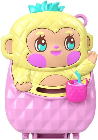 Polly Pocket Dolls and Playset, Pineapple Monkey Compact, Travel Toy with 1 Micro Doll, Pet, Hammock, Fruit Themed Accessories in Saudi Arabia