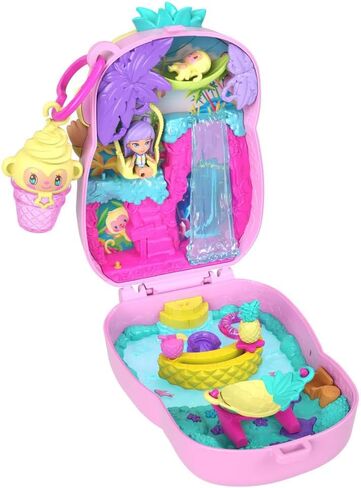 Polly Pocket Dolls and Playset, Pineapple Monkey Compact, Travel Toy with 1 Micro Doll, Pet, Hammock, Fruit Themed Accessories in Saudi Arabia