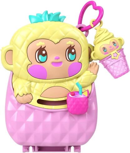 Polly Pocket Dolls and Playset, Pineapple Monkey Compact, Travel Toy with 1 Micro Doll, Pet, Hammock, Fruit Themed Accessories in Saudi Arabia