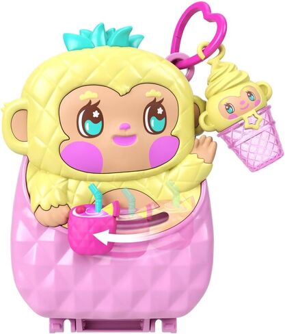Polly Pocket Dolls and Playset, Pineapple Monkey Compact, Travel Toy with 1 Micro Doll, Pet, Hammock, Fruit Themed Accessories in Saudi Arabia